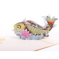 Handmade 3D Pop Up Card Gold Fish birthday Mother's Day Anniversary New Home New Pet Good Luck Chinese New Year